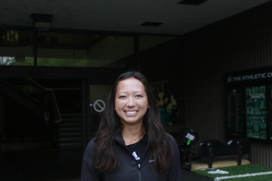 Tess Blair stands outside the Athletic Center on March 15, 2022. Blair was named Big Sky player of the year and freshman of the year in her first season at Sac State.