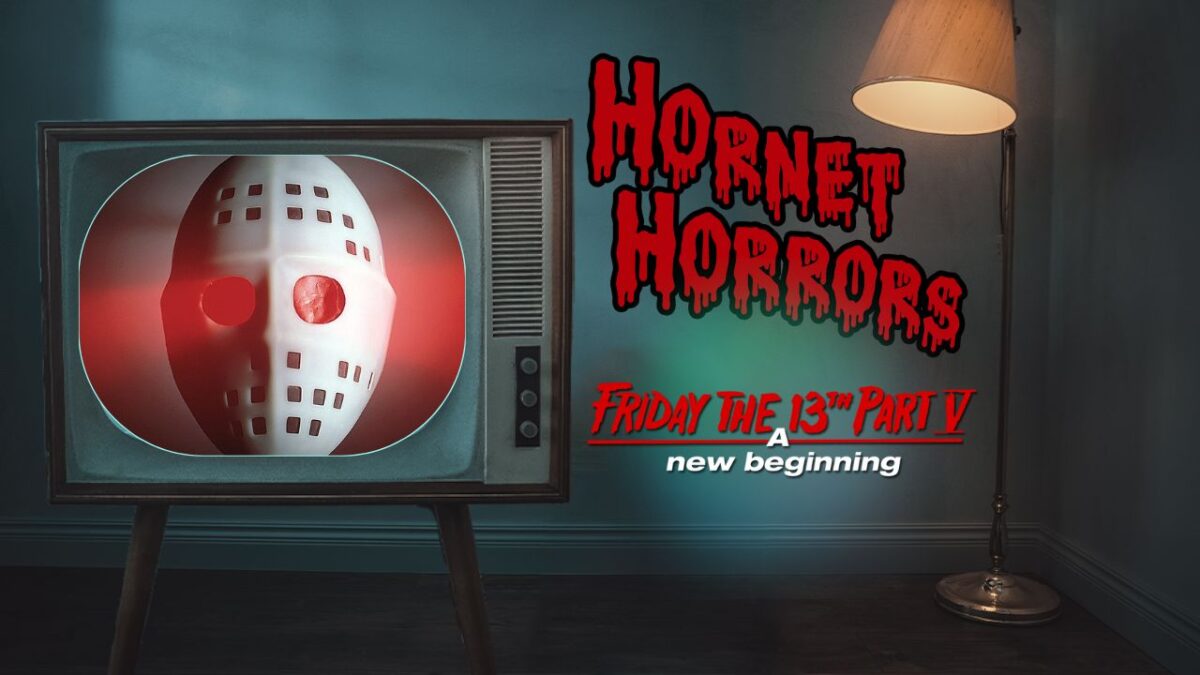 One of the most divisive entries in the “Friday the 13th” franchise, the series fifth film “A New Beginning” was one of many attempts to try something new with the franchise. While the idea of a new killer donning the mask is fine on paper, its execution doesn’t live up to the challenge. (Graphic created in Canva by Ariel Caspar, Image courtesy of Paramount Pictures)