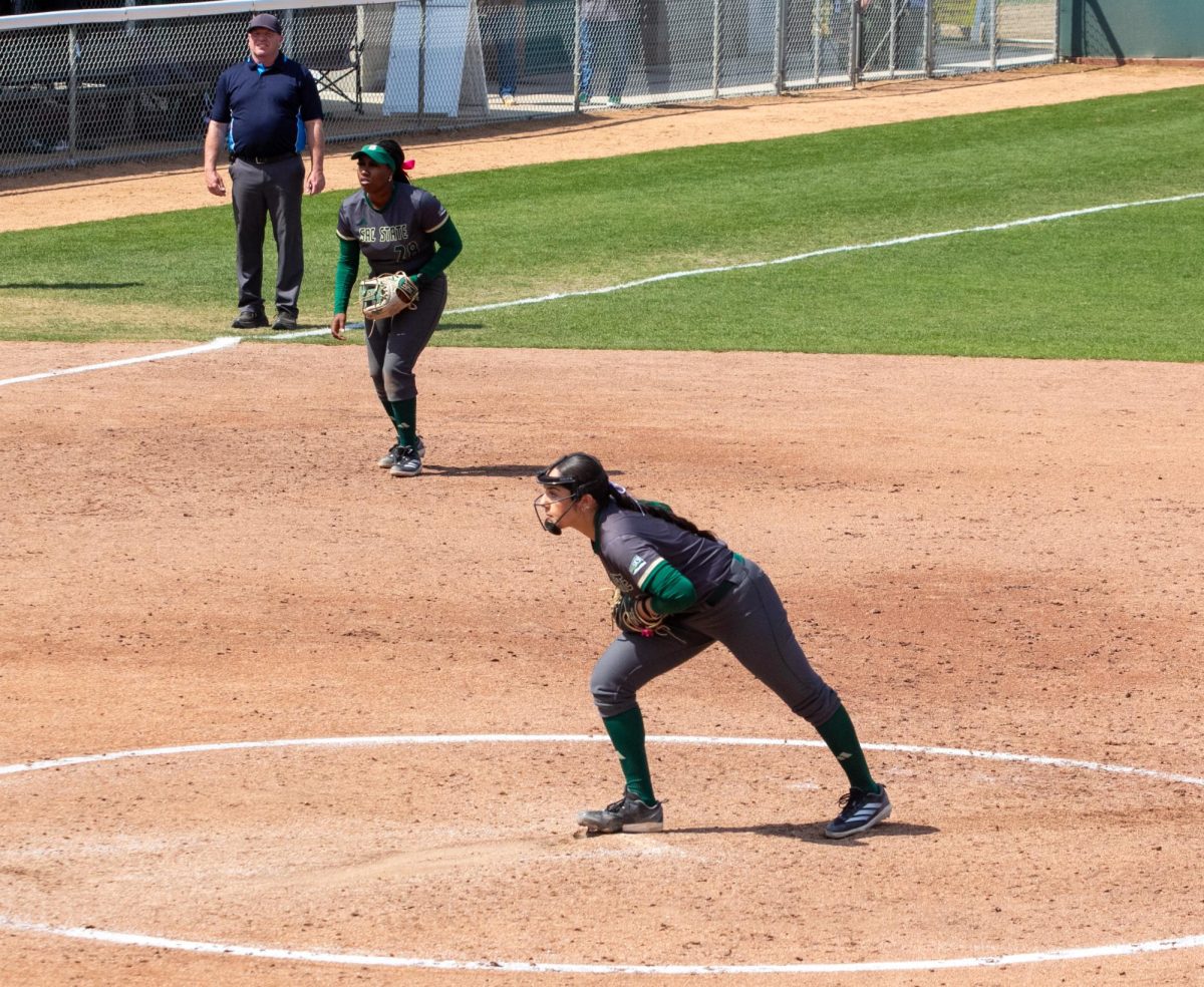 Sophomore pitcher Alexa Ortiz prepares to close the third and final game of a series against Idaho State Saturday, March 29, 2025. With the Hornets leading 2-1 at the top of the sixth, Ortiz relieved senior pitcher Caroline Evans and forced two outs with a 1-2-3 double play.